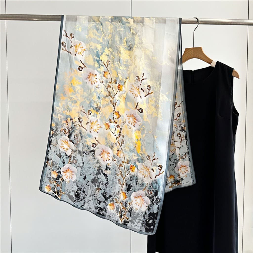 MaraSilk Pure Mulberry Silk Scarf - Oblong Satin Stripe MS632 66" x 21" MS63204