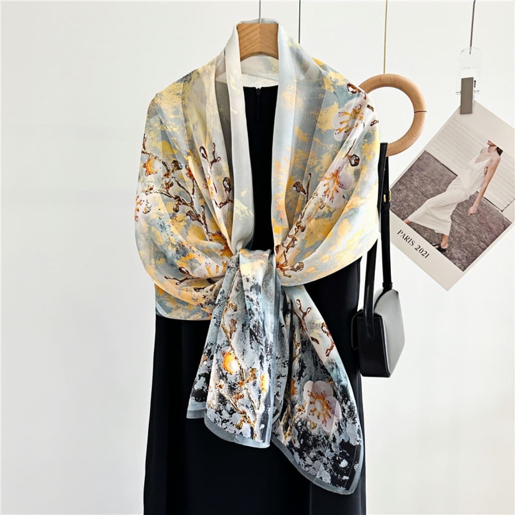 MaraSilk Pure Mulberry Silk Scarf - Oblong Satin Stripe MS632