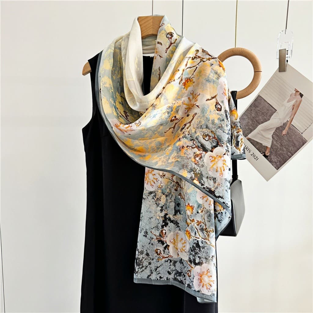 MaraSilk Pure Mulberry Silk Scarf - Oblong Satin Stripe MS632