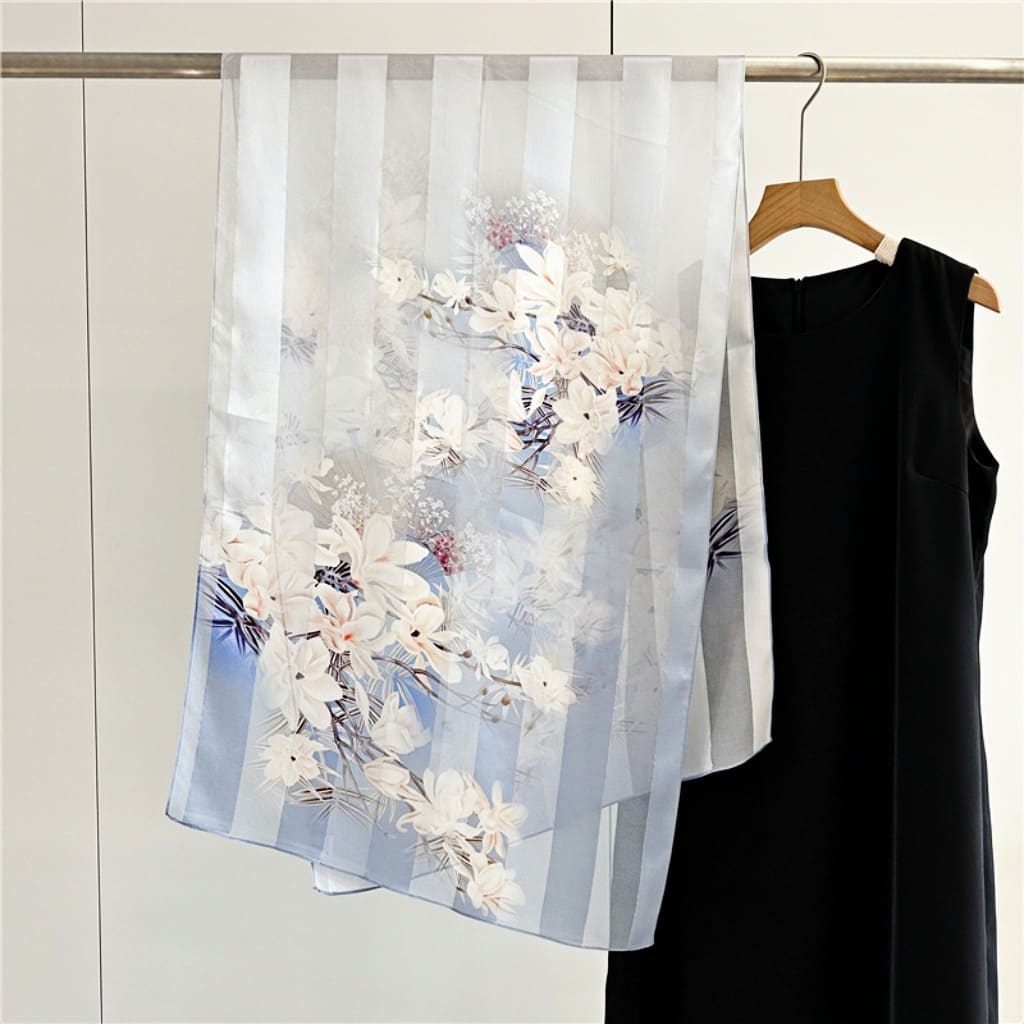 MaraSilk Pure Mulberry Silk Scarf - Oblong Satin Stripe MS632 66" x 21" MS63205