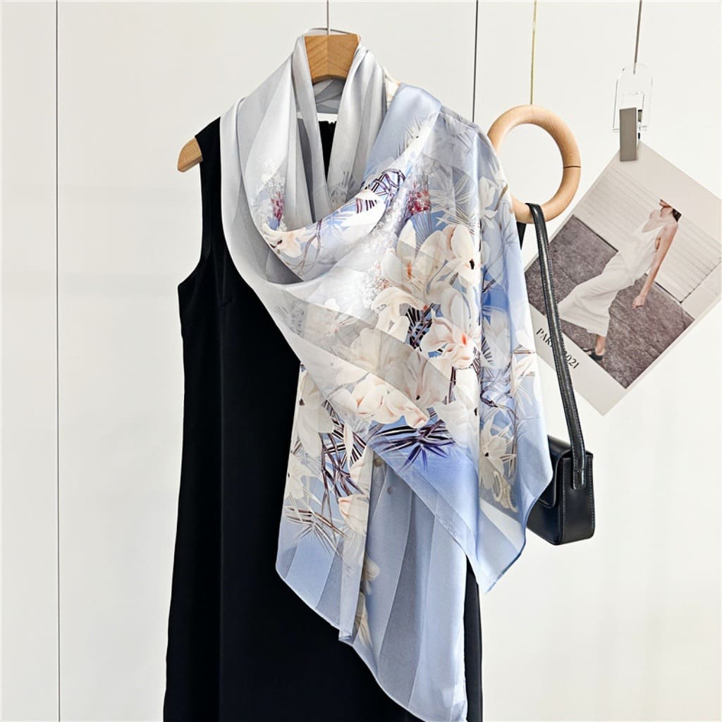 MaraSilk Pure Mulberry Silk Scarf - Oblong Satin Stripe MS632