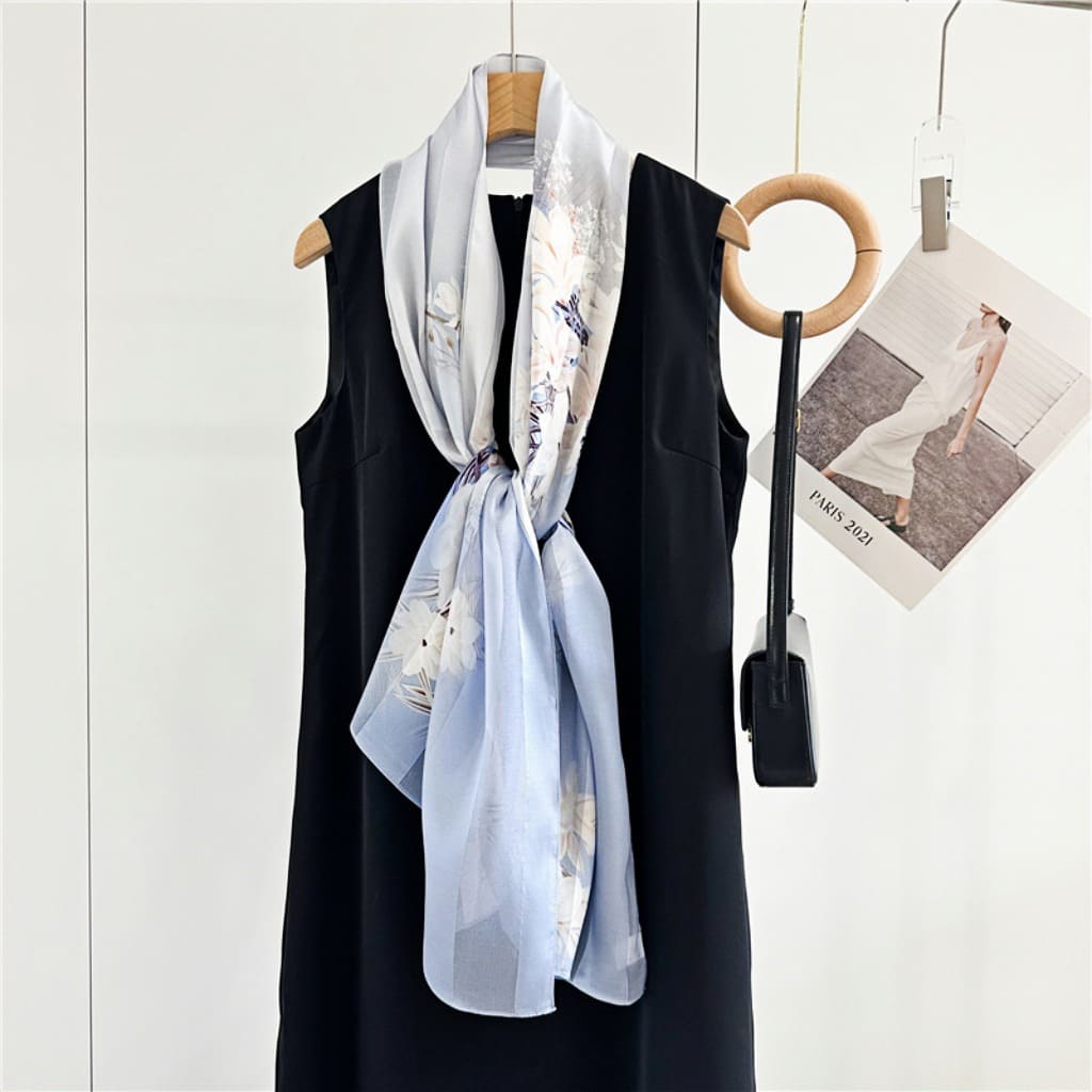 MaraSilk Pure Mulberry Silk Scarf - Oblong Satin Stripe MS632