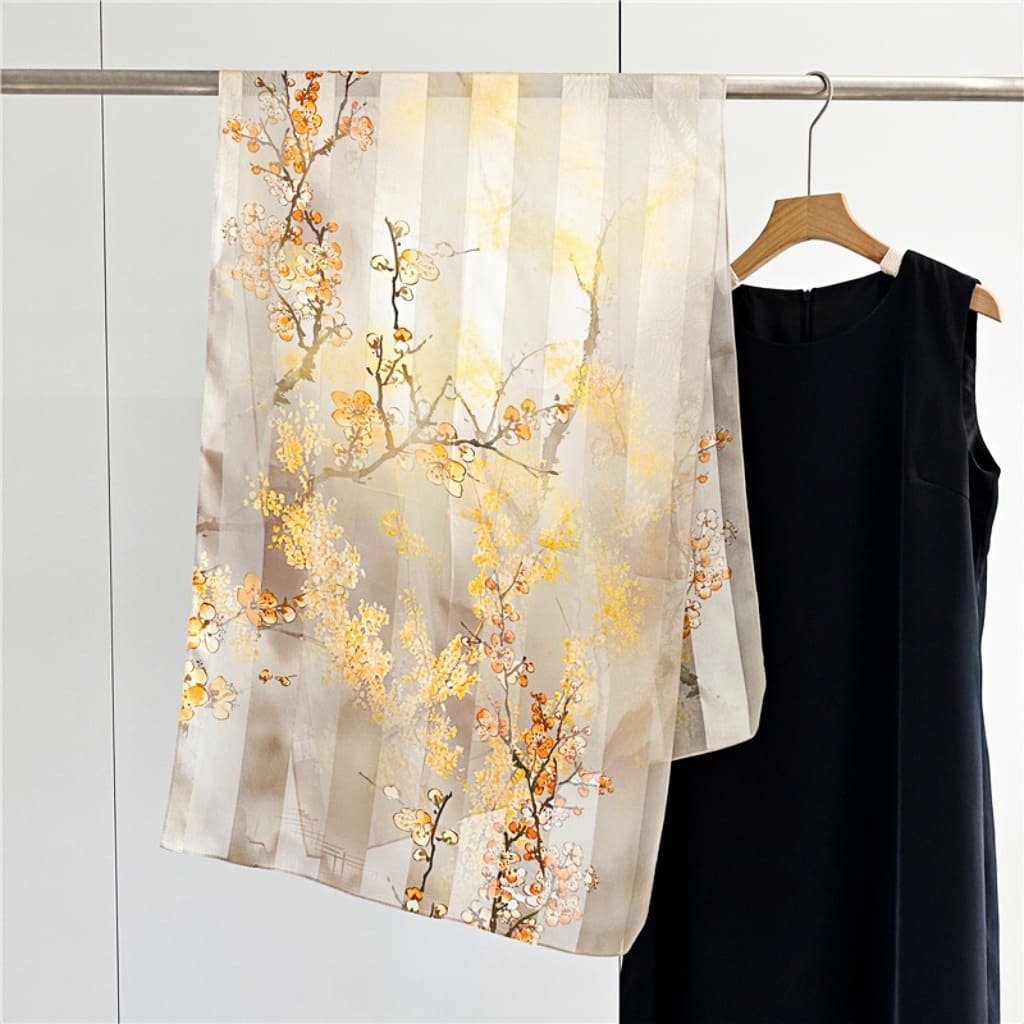 MaraSilk Pure Mulberry Silk Scarf - Oblong Satin Stripe MS632 66" x 21" MS63206