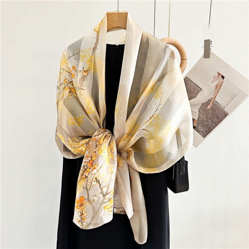 MaraSilk Pure Mulberry Silk Scarf - Oblong Satin Stripe MS632