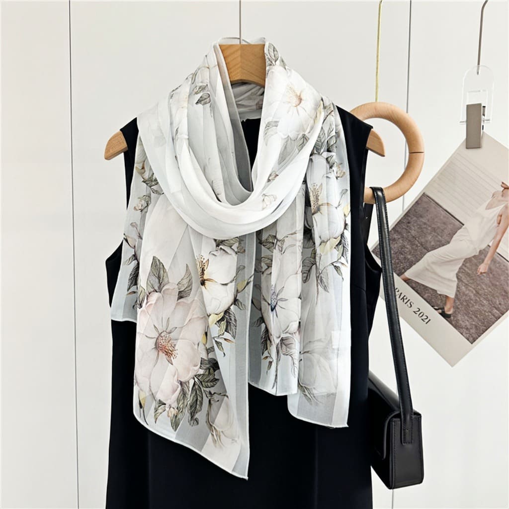 MaraSilk Pure Mulberry Silk Scarf - Oblong Satin Stripe MS632