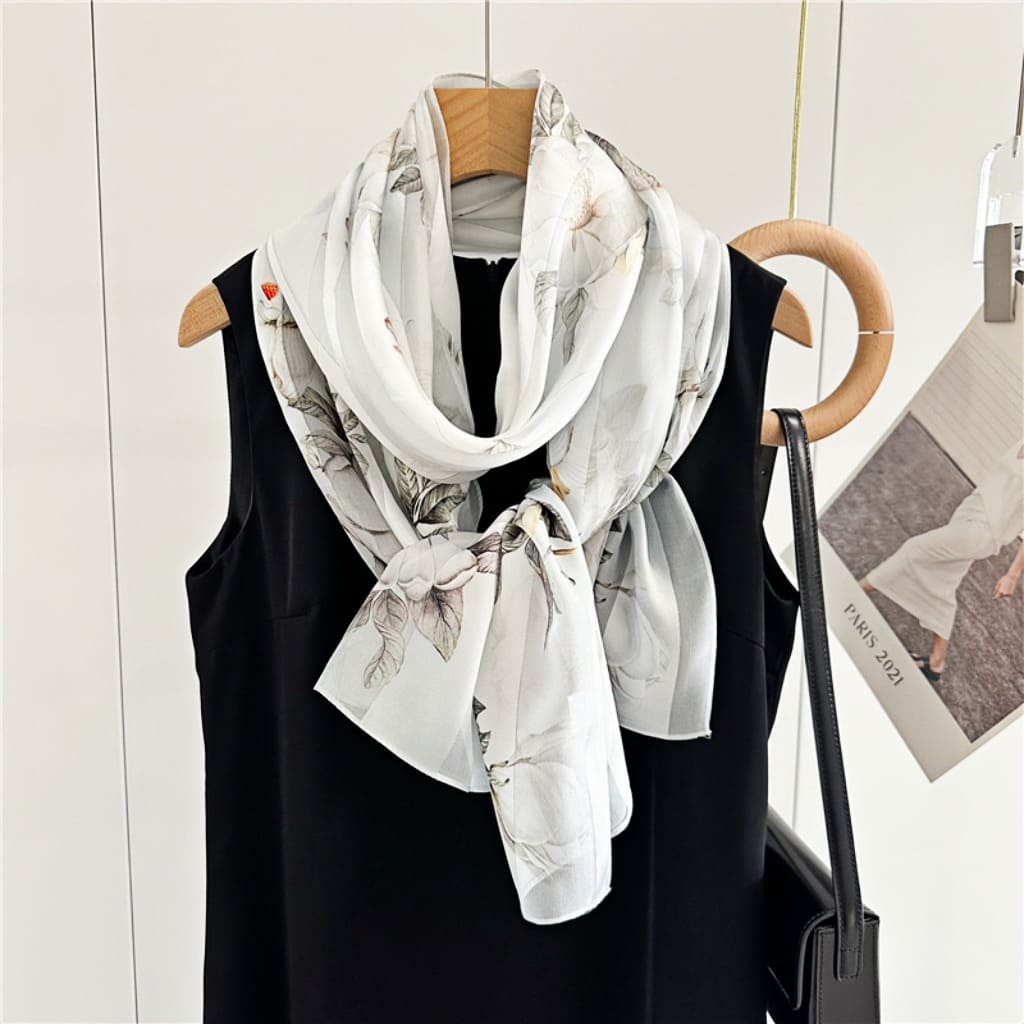 MaraSilk Pure Mulberry Silk Scarf - Oblong Satin Stripe MS632