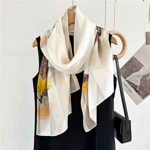 MaraSilk Pure Mulberry Silk Scarf - Oblong Satin Stripe MS632