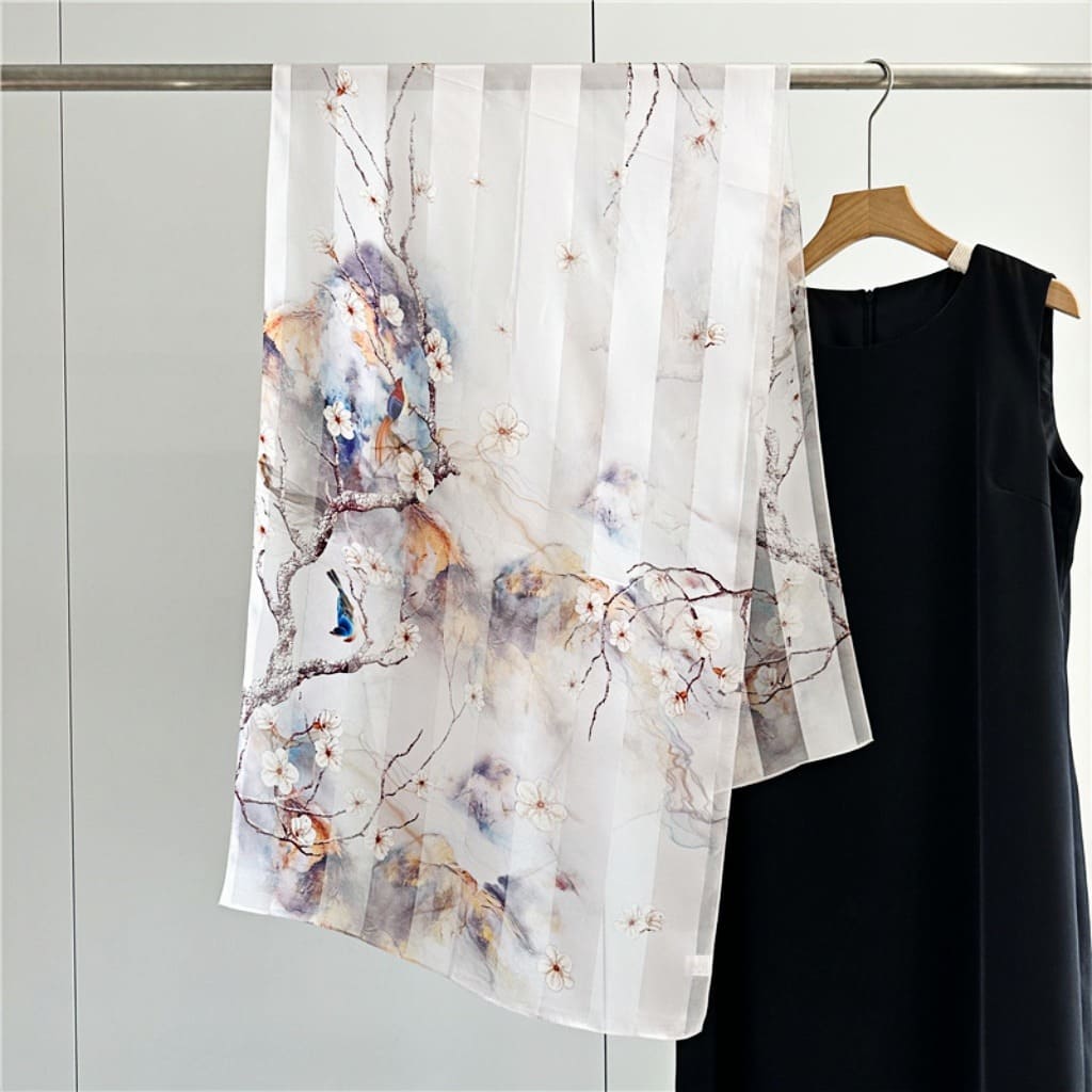 MaraSilk Pure Mulberry Silk Scarf - Oblong Satin Stripe MS632 66" x 21" MS63211