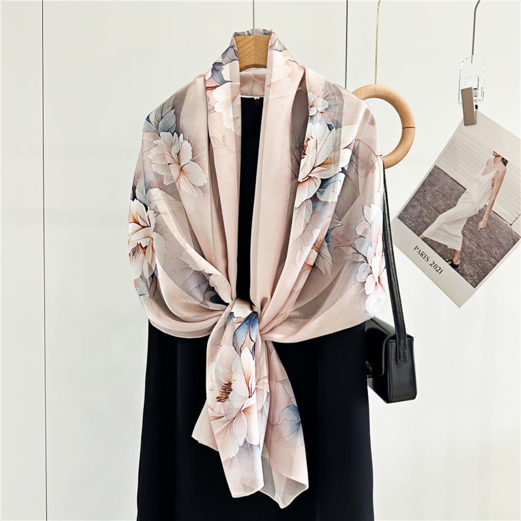 MaraSilk Pure Mulberry Silk Scarf - Oblong Satin Stripe MS632