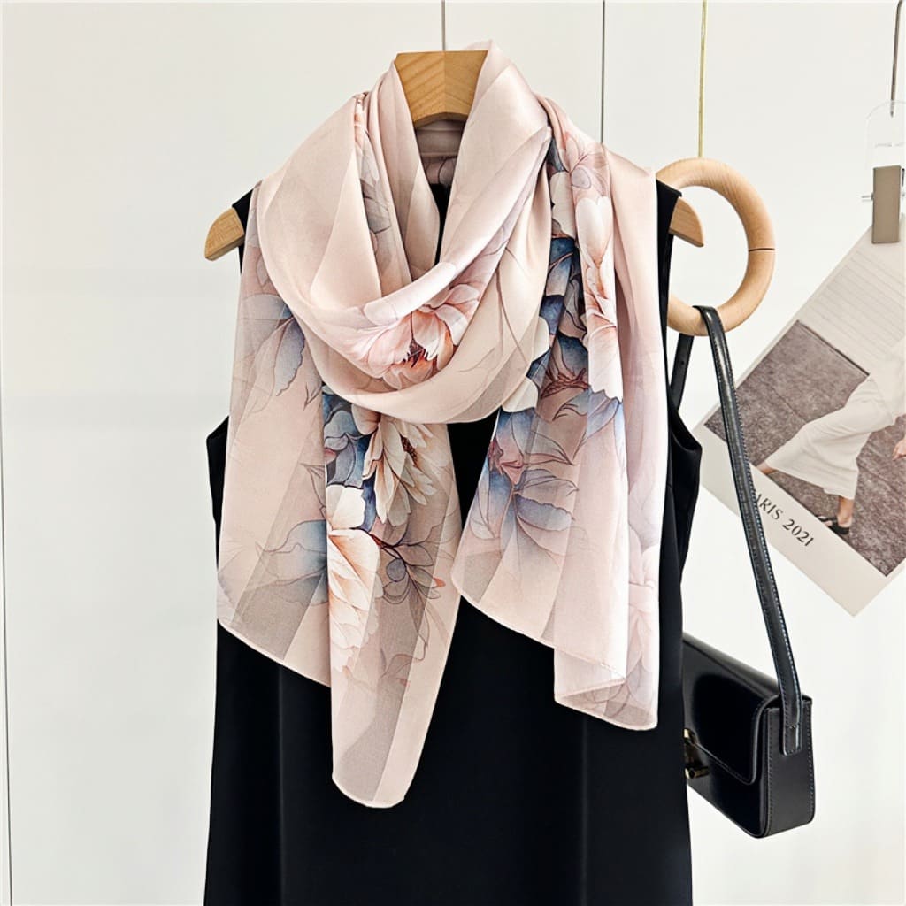 MaraSilk Pure Mulberry Silk Scarf - Oblong Satin Stripe MS632