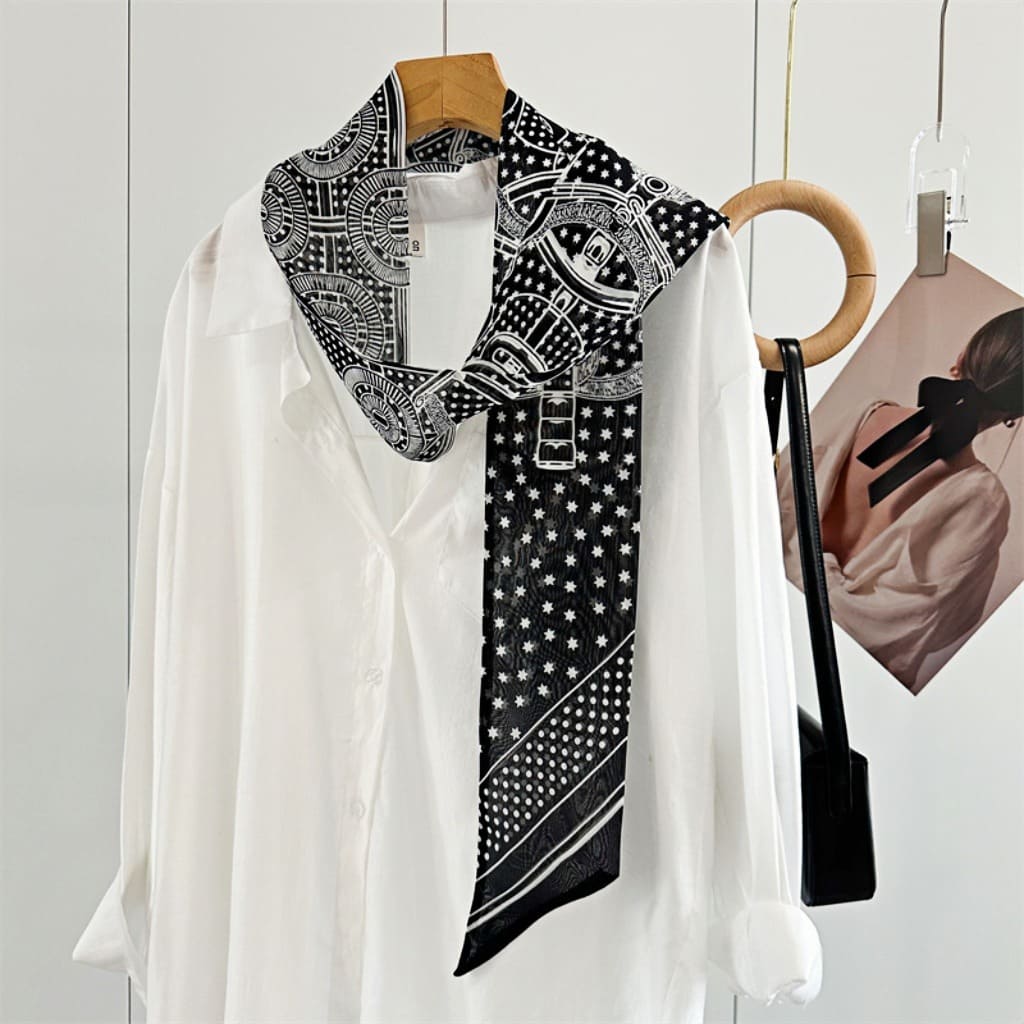 MaraSilk Pure Mulberry Silk Scarf - Skinny Chiffon MS806 71" x 1.6" MS80601