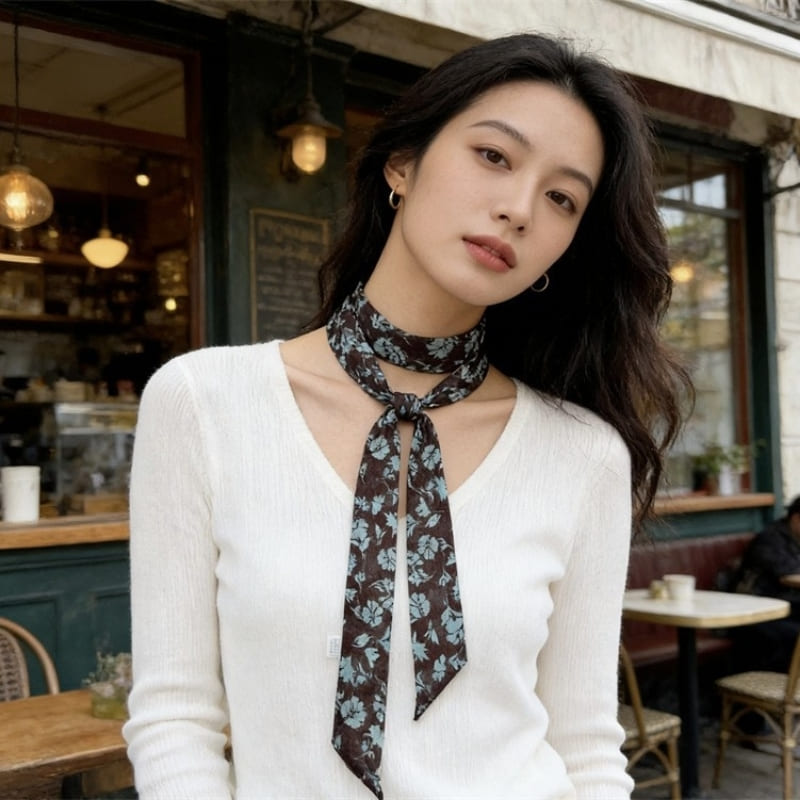 MaraSilk Pure Mulberry Silk Scarf - Skinny Chiffon MS997