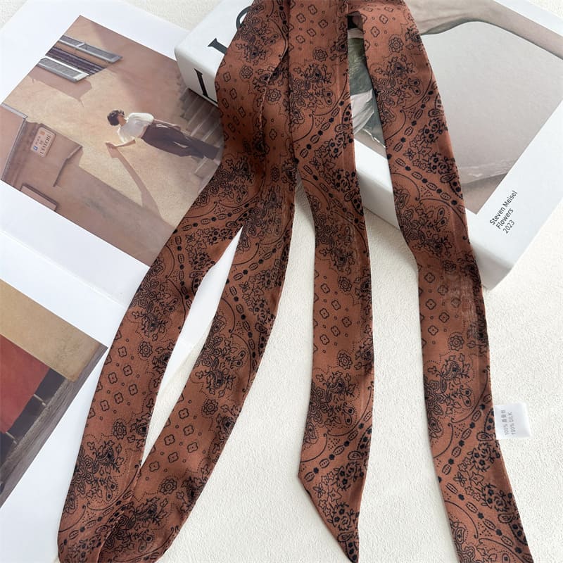 MaraSilk Pure Mulberry Silk Scarf - Skinny Chiffon MS999 71" x 1.6" MS99902