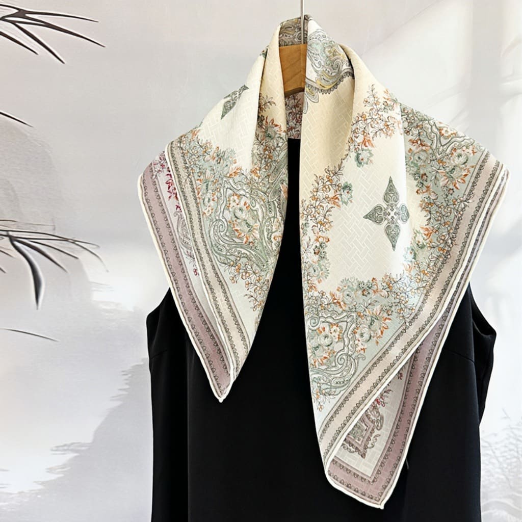 MaraSilk Pure Mulberry Silk Scarf - Square Brocade MS275