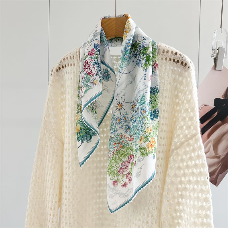 MaraSilk Pure Mulberry Silk Scarf - Square Crepe de Chine MS1005