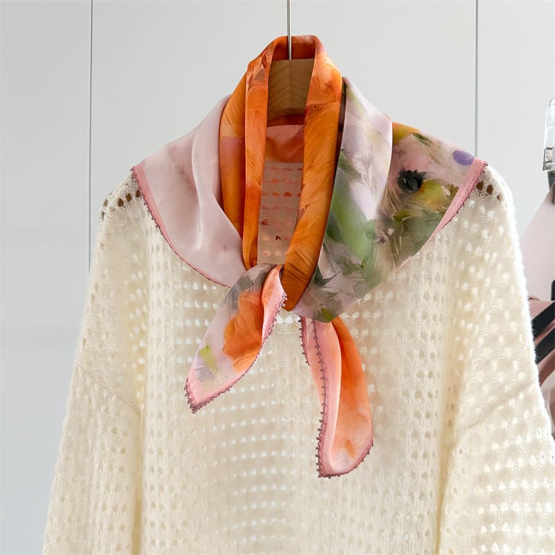 MaraSilk Pure Mulberry Silk Scarf - Square Crepe de Chine MS1012