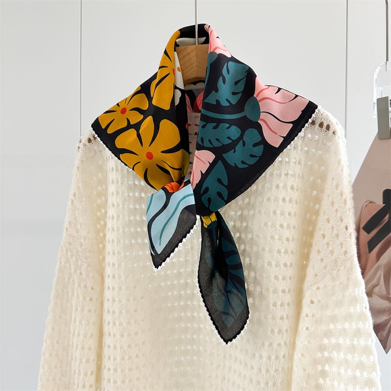MaraSilk Pure Mulberry Silk Scarf - Square Crepe de Chine MS1013