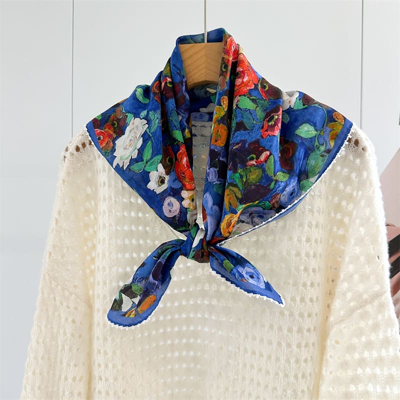 MaraSilk Pure Mulberry Silk Scarf - Square Crepe de Chine MS1014