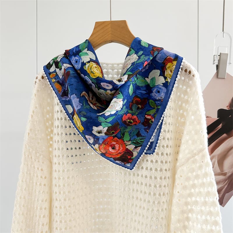 MaraSilk Pure Mulberry Silk Scarf - Square Crepe de Chine MS1014