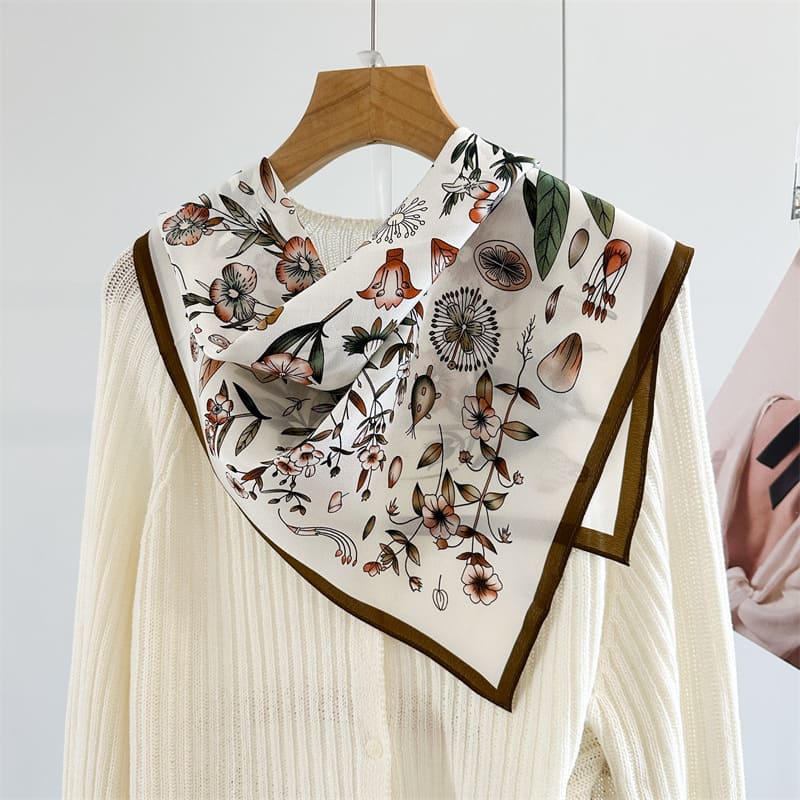 MaraSilk Pure Mulberry Silk Scarf - Square Crepe de Chine MS965