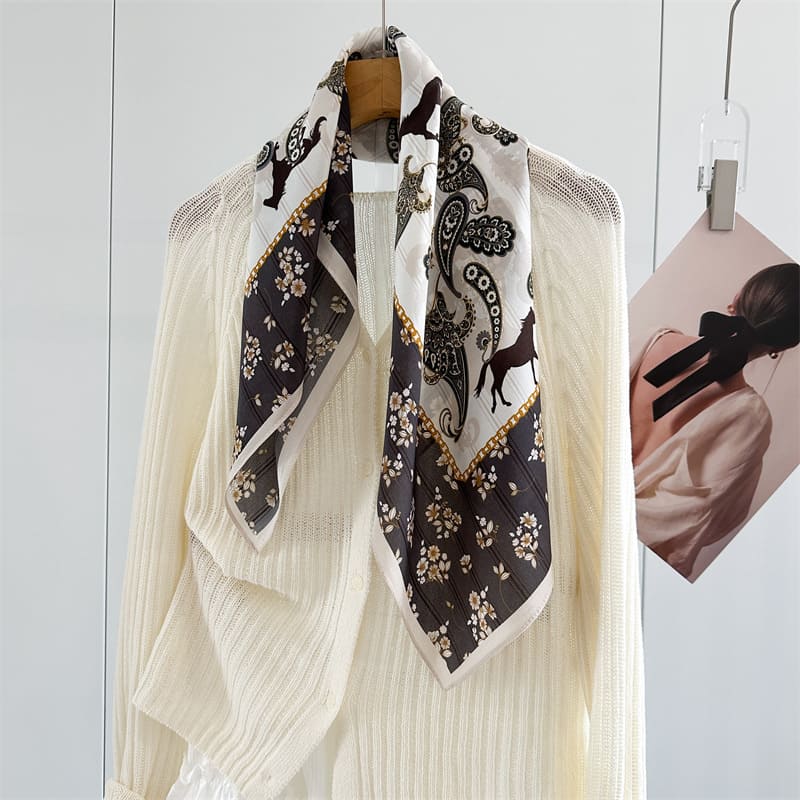 MaraSilk Pure Mulberry Silk Scarf - Square Crepe de Chine MS966