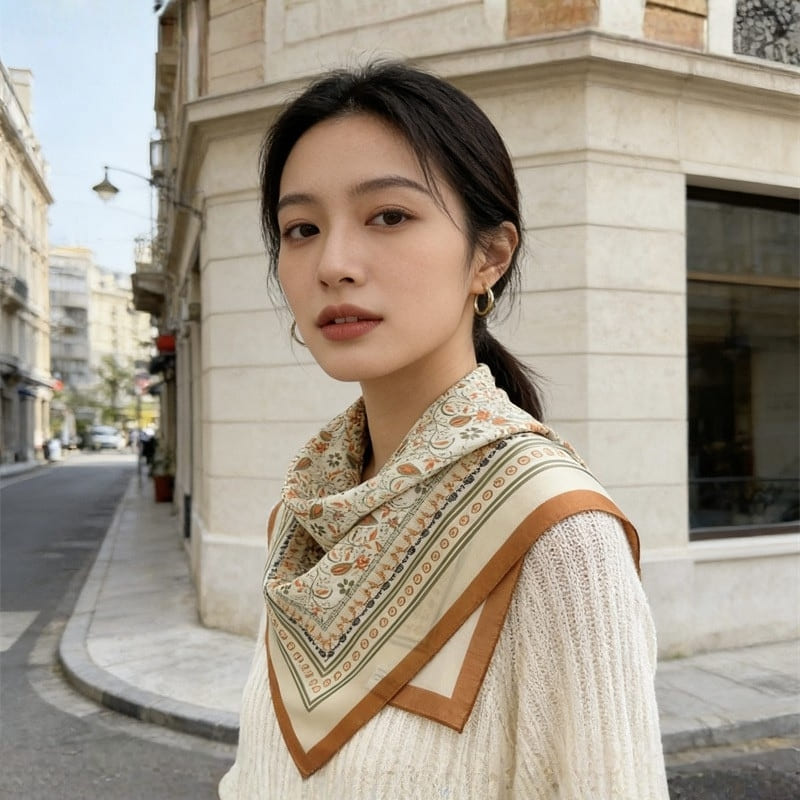 MaraSilk Pure Mulberry Silk Scarf - Square Crepe de Chine MS967