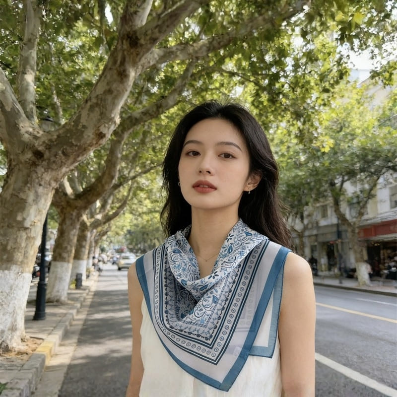 MaraSilk Pure Mulberry Silk Scarf - Square Crepe de Chine MS968