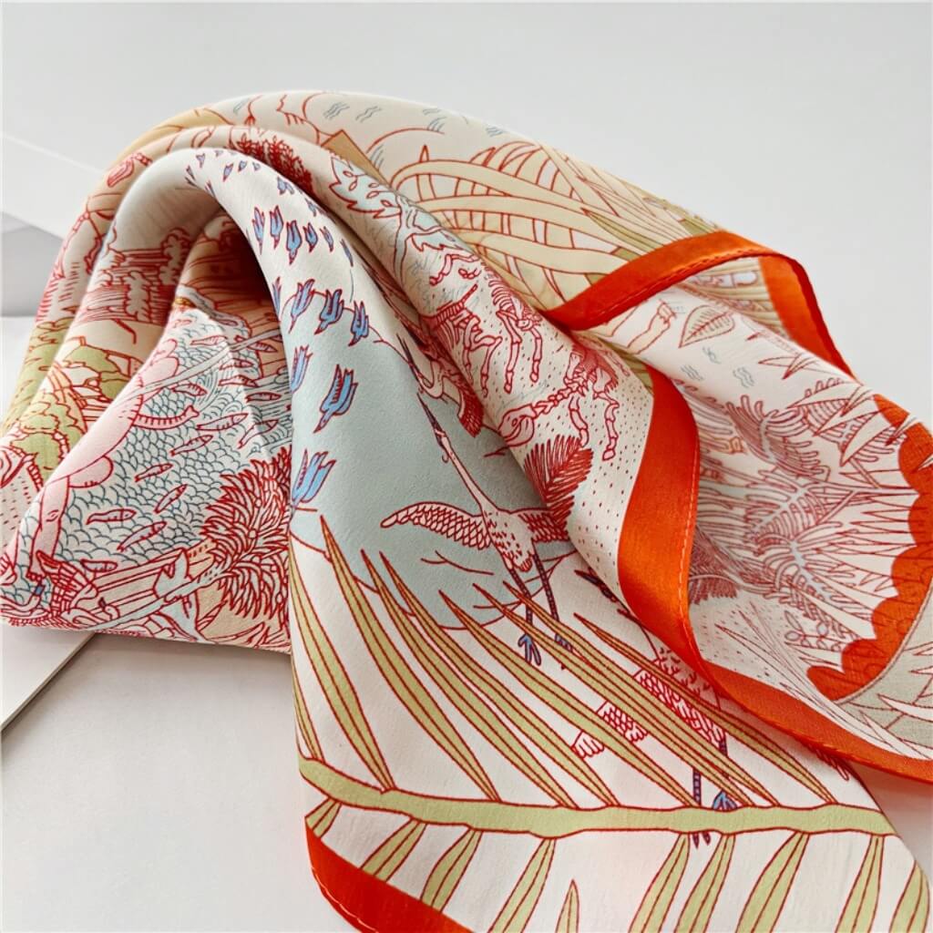 MaraSilk Pure Mulberry Silk Scarf Square Crepe Satin MS02--02