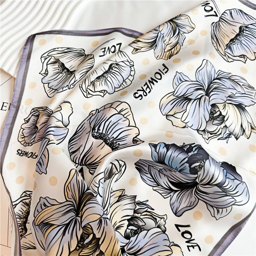 MaraSilk Pure Mulberry Silk Scarf Square Crepe Satin MS03-14