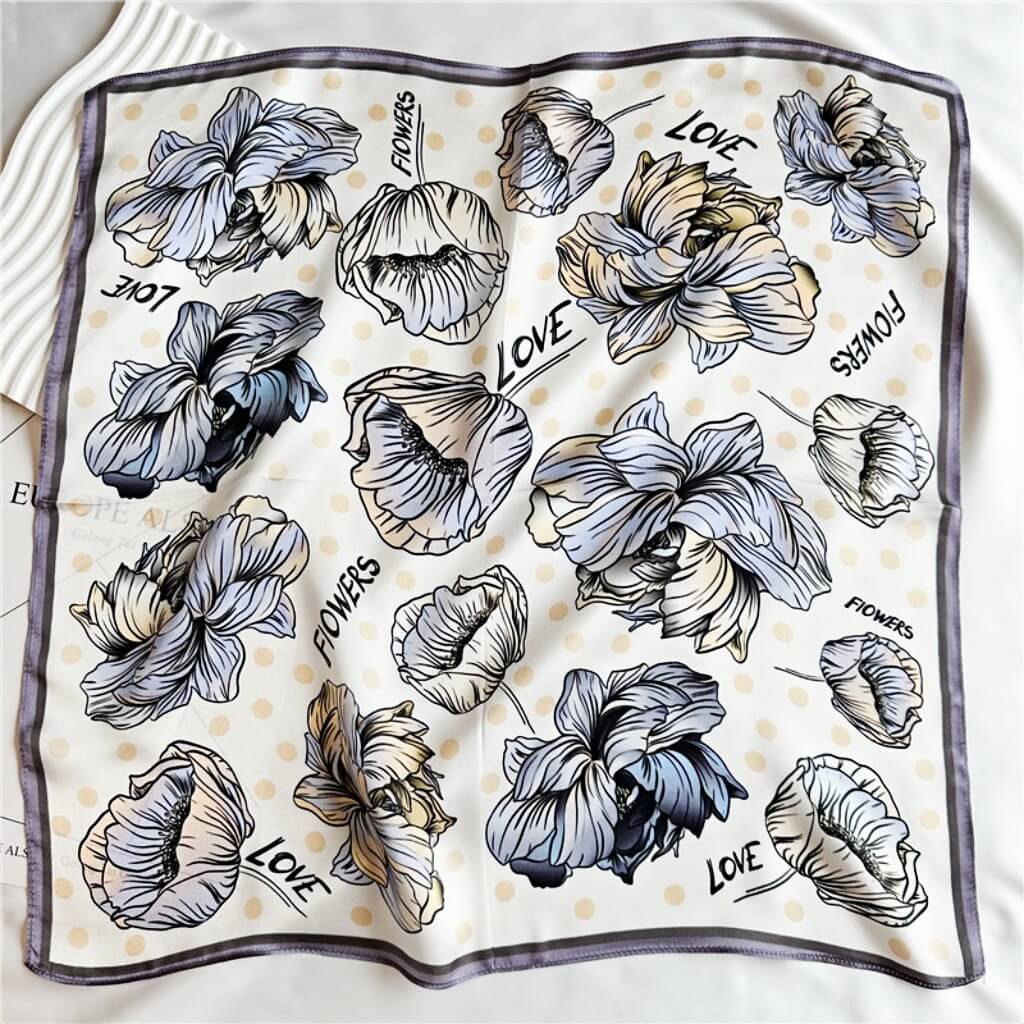 MaraSilk Pure Mulberry Silk Scarf Square Crepe Satin MS03-16