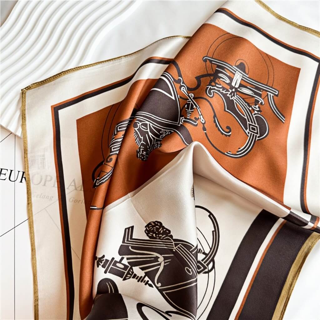 MaraSilk Pure Mulberry Silk Scarf Square Crepe Satin MS03-2