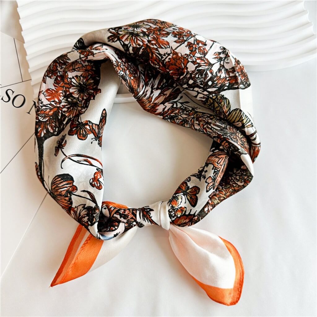 MaraSilk Pure Mulberry Silk Scarf Square Crepe Satin MS03-21