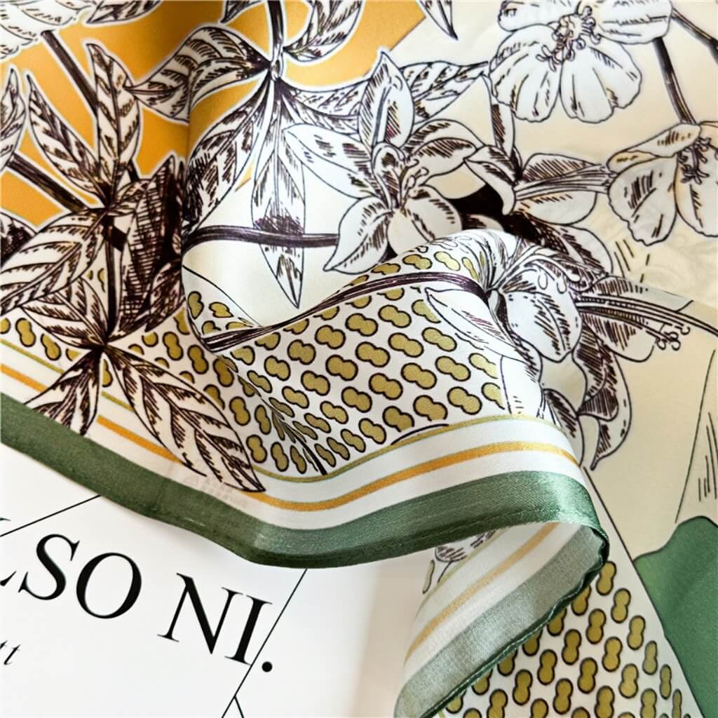 MaraSilk Pure Mulberry Silk Scarf Square Crepe Satin MS03-27