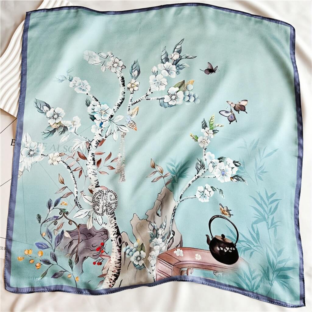 MaraSilk Pure Mulberry Silk Scarf Square Crepe Satin MS03-32