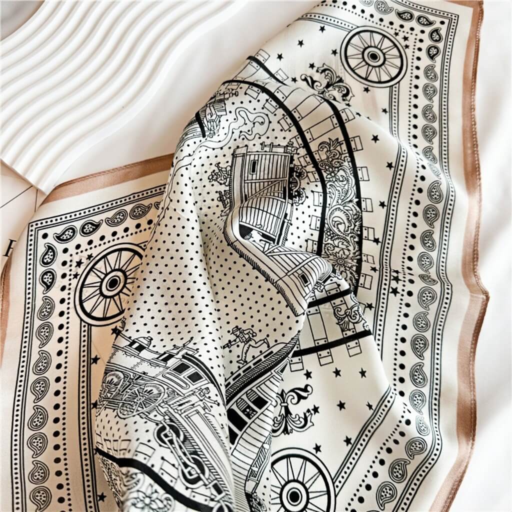 MaraSilk Pure Mulberry Silk Scarf Square Crepe Satin MS03-6