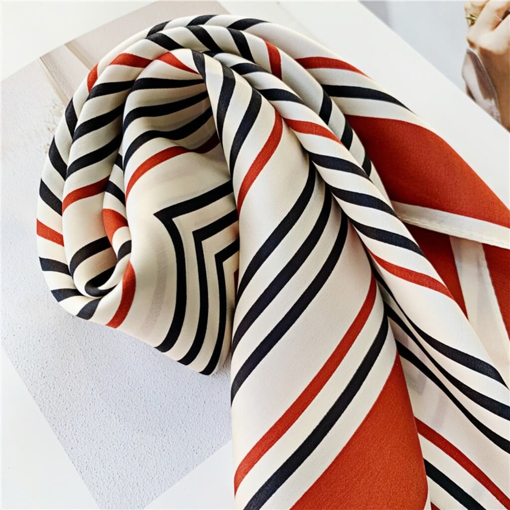 MaraSilk Pure Mulberry Silk Scarf Square Crepe Satin MS04-8