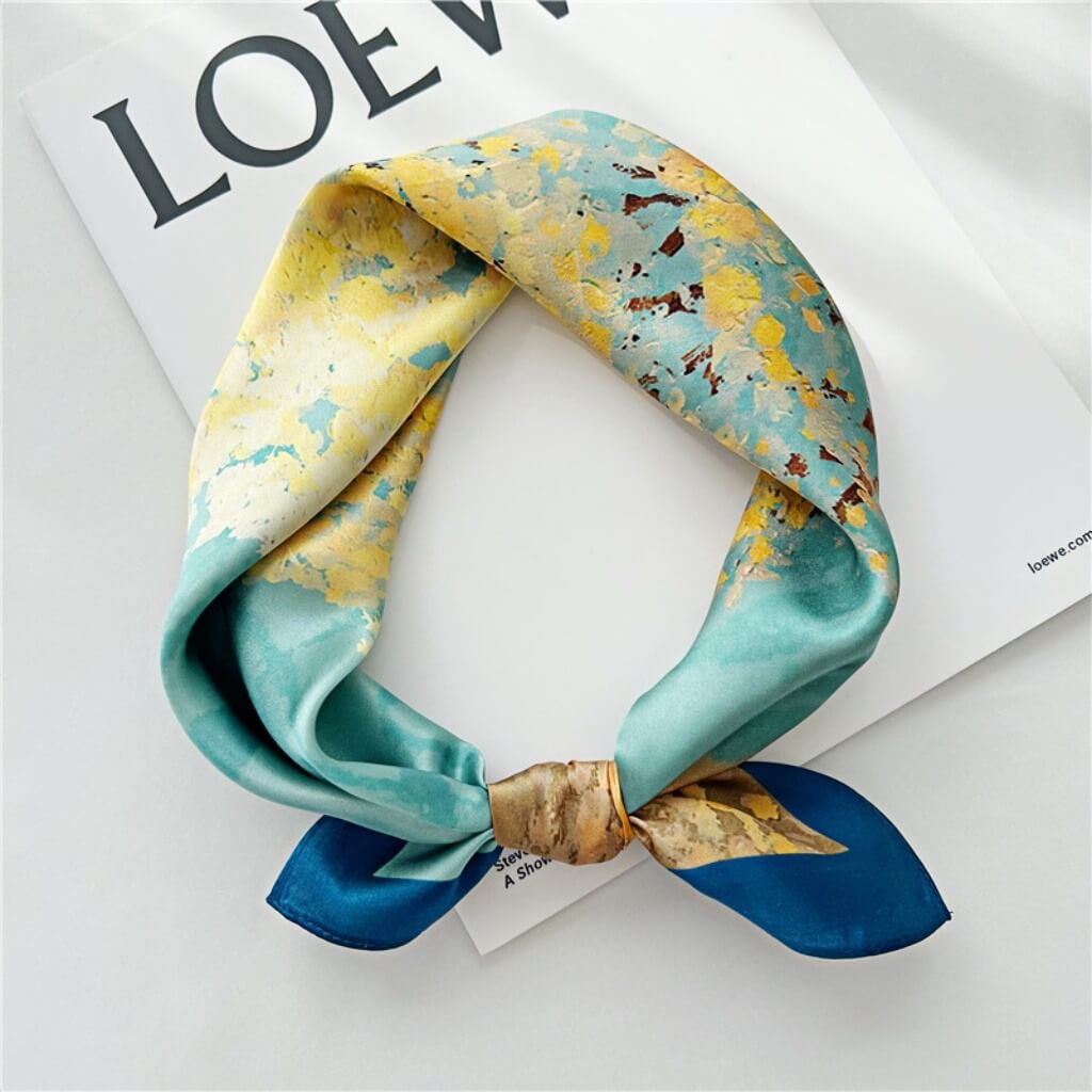 MaraSilk Pure Mulberry Silk Scarf Square Crepe Satin MS05-1