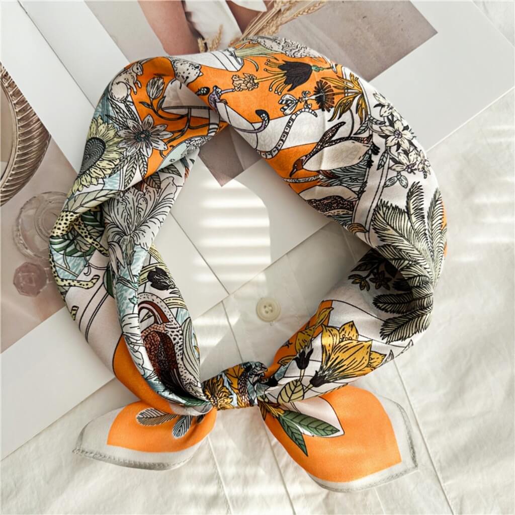 MaraSilk Pure Mulberry Silk Scarf Square Crepe Satin MS07-17