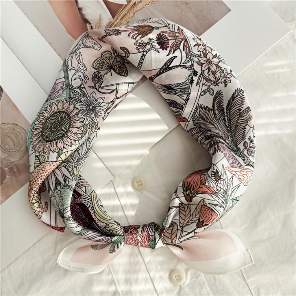 MaraSilk Pure Mulberry Silk Scarf Square Crepe Satin MS07-21