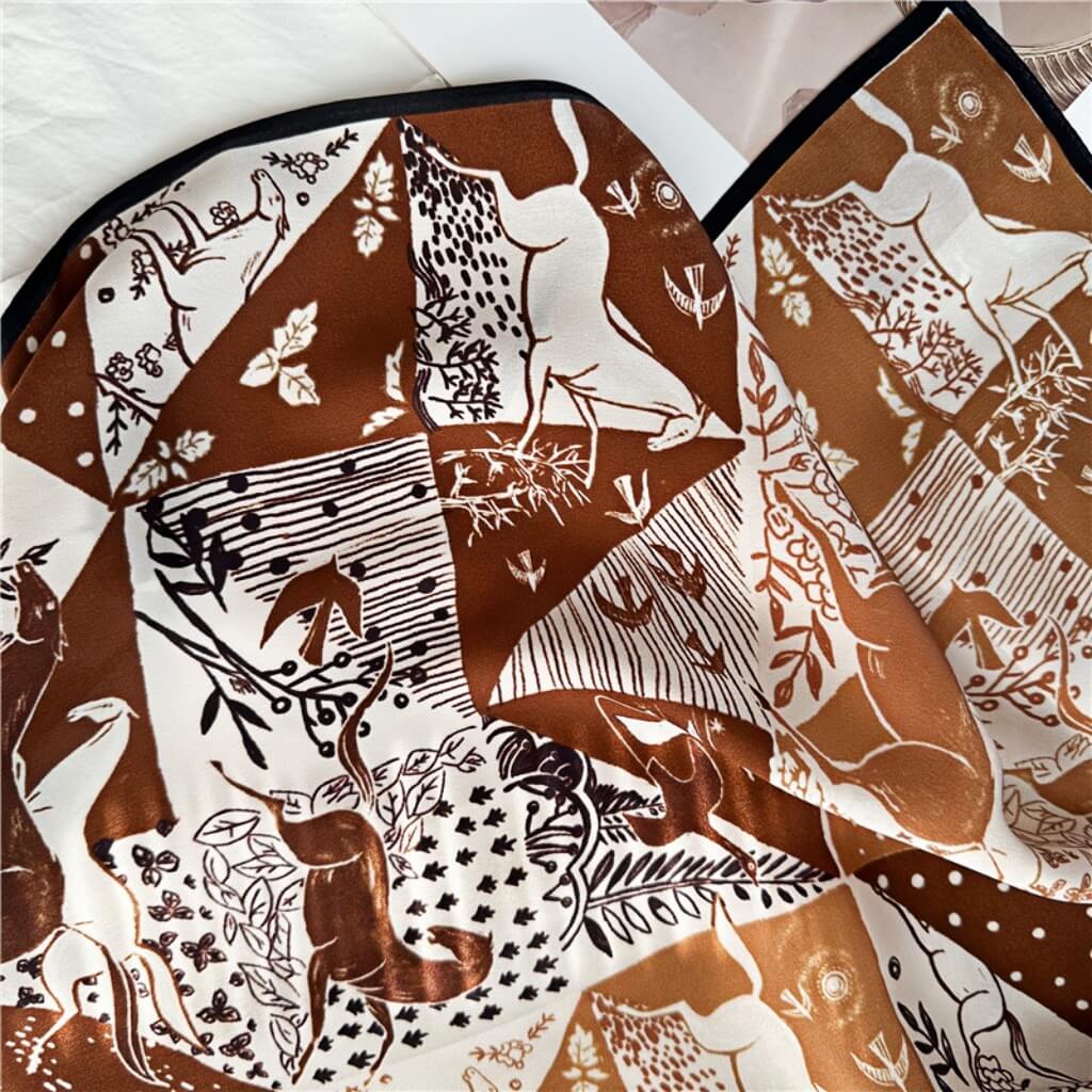 MaraSilk Pure Mulberry Silk Scarf Square Crepe Satin MS07-3