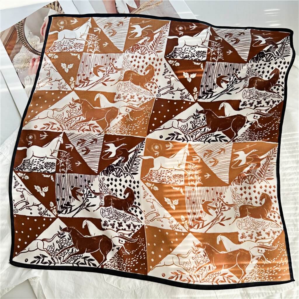 MaraSilk Pure Mulberry Silk Scarf Square Crepe Satin MS07-4