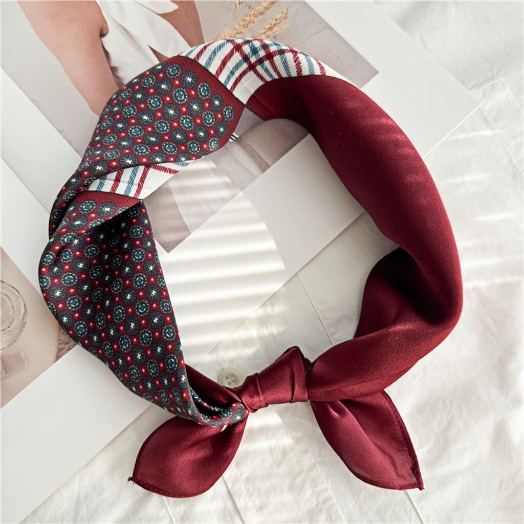 MaraSilk Pure Mulberry Silk Scarf Square Crepe Satin MS07-5