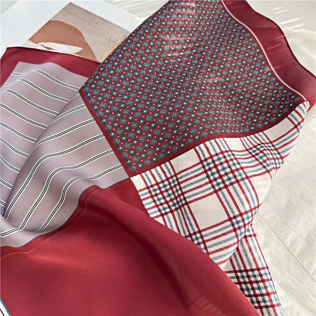 MaraSilk Pure Mulberry Silk Scarf Square Crepe Satin MS07-6