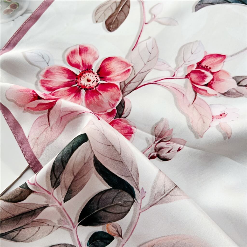 MaraSilk Pure Mulberry Silk Scarf Square Crepe Satin MS09-17