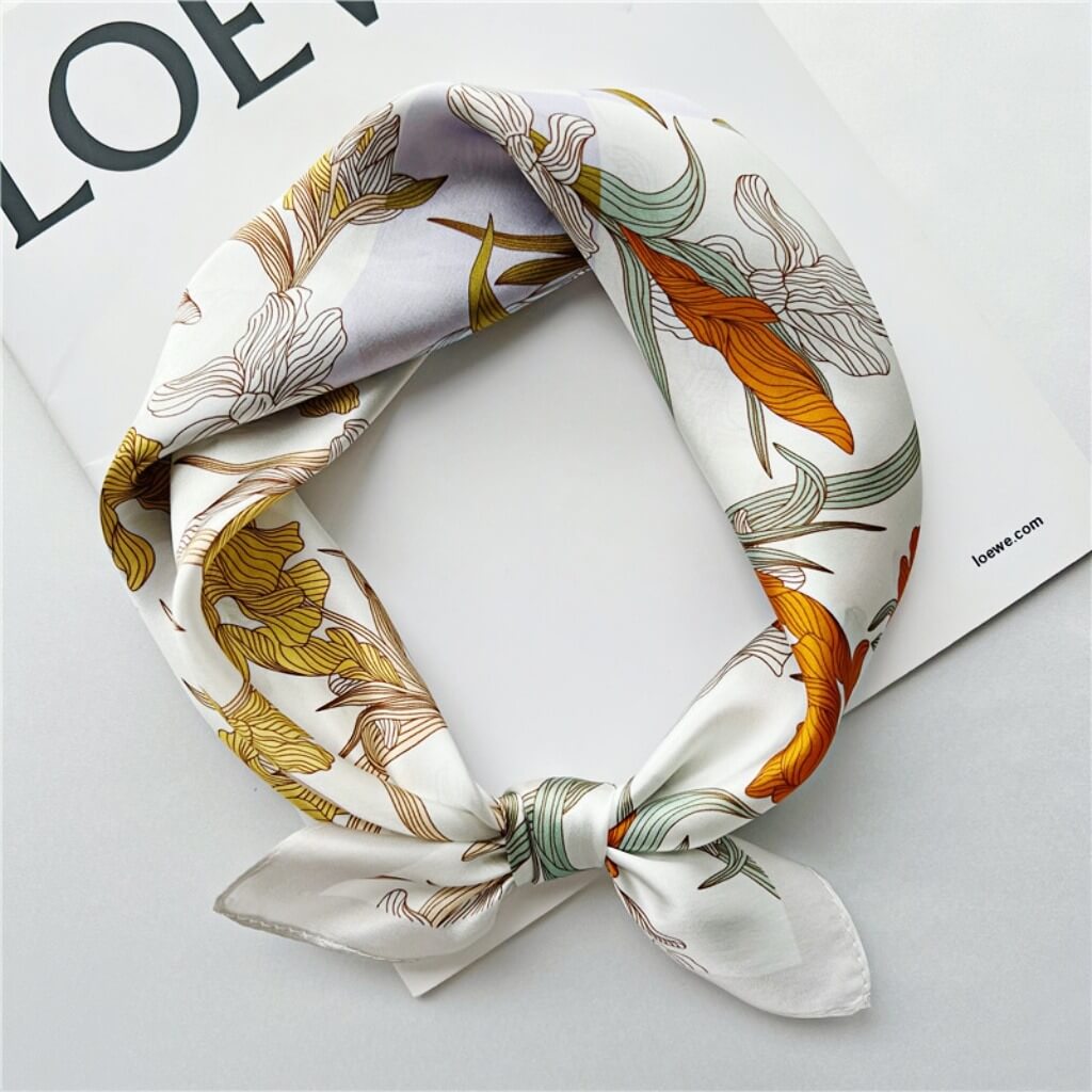 MaraSilk Pure Mulberry Silk Scarf Square Crepe Satin MS09-7