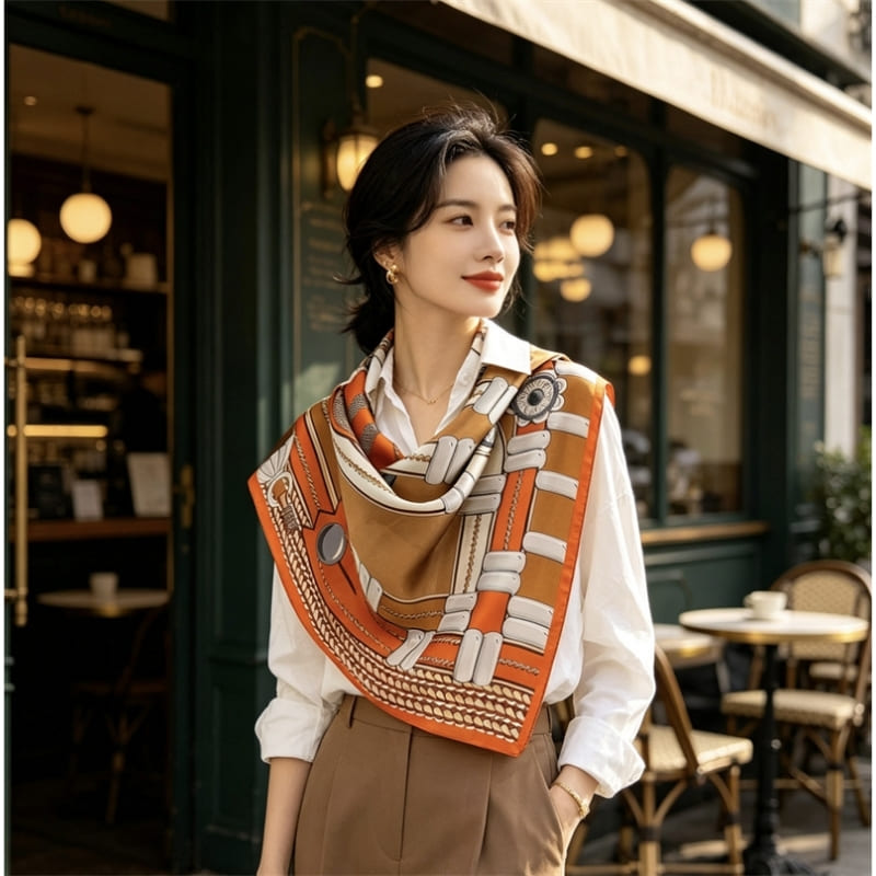 MaraSilk Pure Mulberry Silk Scarf - Square Crepe Satin MS1022