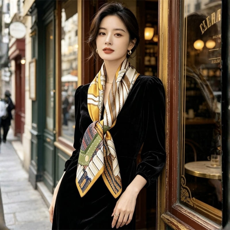 MaraSilk Pure Mulberry Silk Scarf - Square Crepe Satin MS1022