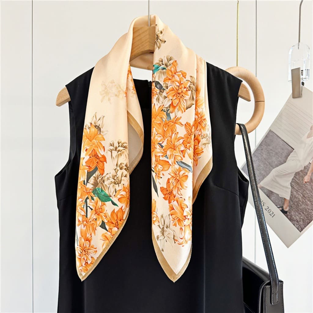 MaraSilk Pure Mulberry Silk Scarf - Square Crepe Satin MS104