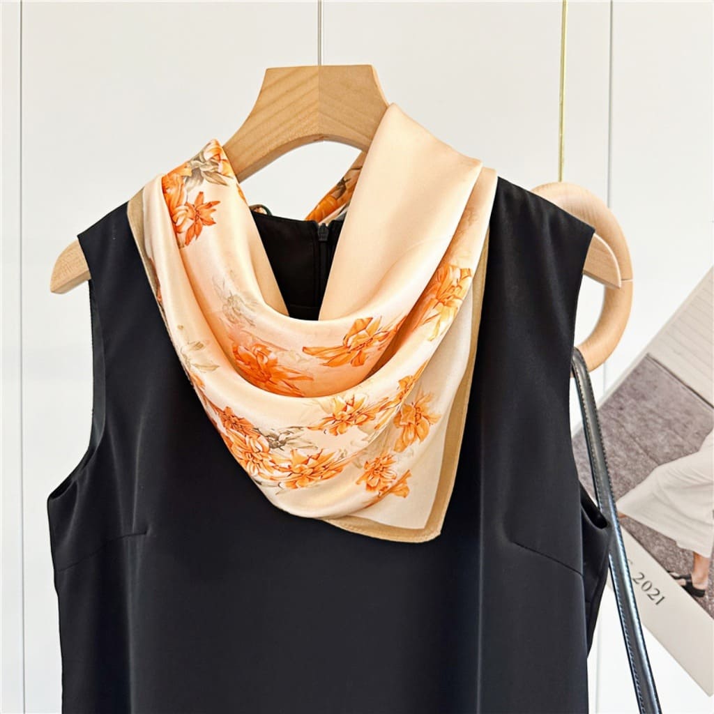 MaraSilk Pure Mulberry Silk Scarf - Square Crepe Satin MS104