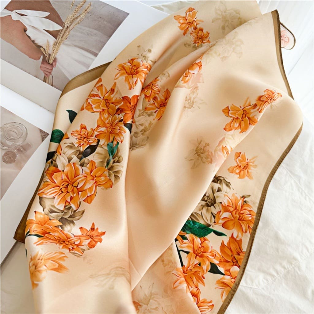 MaraSilk Pure Mulberry Silk Scarf - Square Crepe Satin MS104